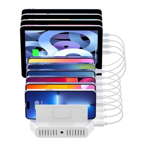 Unitek Stacja ładująca 10xUSB 2.4A 60W biała szybka organizacja