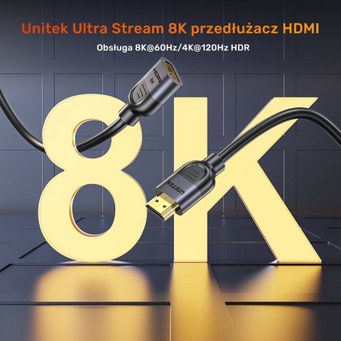 Unitek Ultra Stream 8K przedłużacz HDMI 0,5m 48Gbps HDMI 2.1