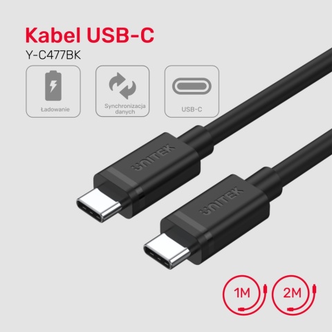 Unitek przewód USB Typ-C 2m kabel USB-C 5Gbps USB 3.0 szybki ładowanie