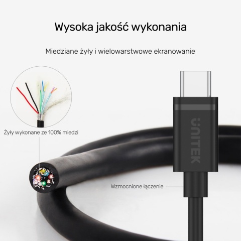 Unitek przewód USB Typ-C 2m kabel USB-C 5Gbps USB 3.0 szybki ładowanie