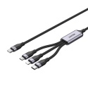 Unitek przewód ładujący USB 3w1 1.5m czarny szybkie ładowanie 20W