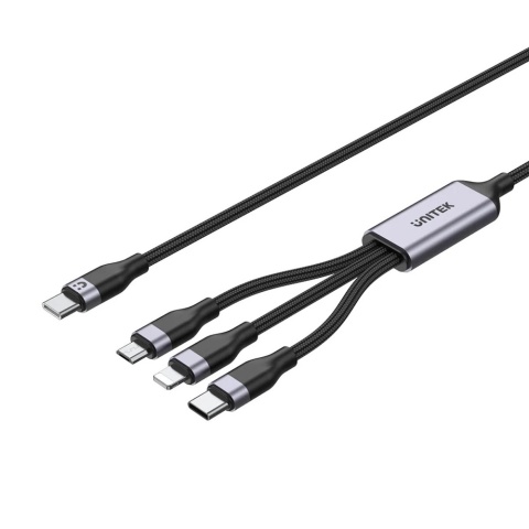 Unitek przewód ładujący USB 3w1 1.5m czarny szybkie ładowanie 20W