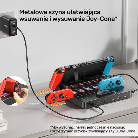 Unitek stacja ładująca Switch Gaming Dock 4K HDMI USB-C czytnik kart