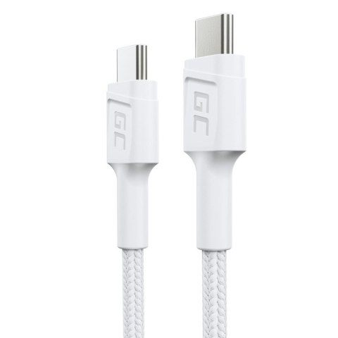 Green Cell Kabel USB-C 30 cm PowerStream PD 60W QC 3.0 biały