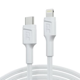 Kabel Green Cell PowerStream USB-C do Lightning 1m MFi biały wytrzymały