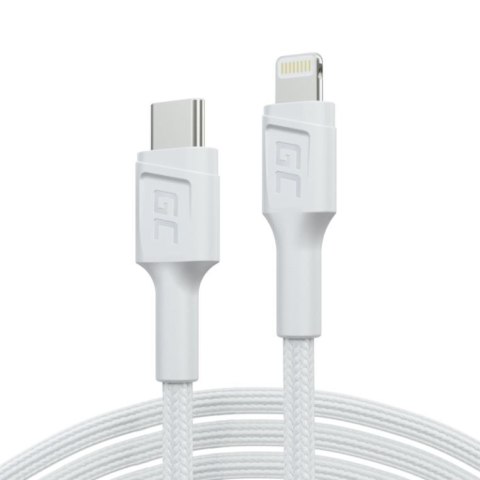 Kabel Green Cell PowerStream USB-C do Lightning 1m MFi biały wytrzymały