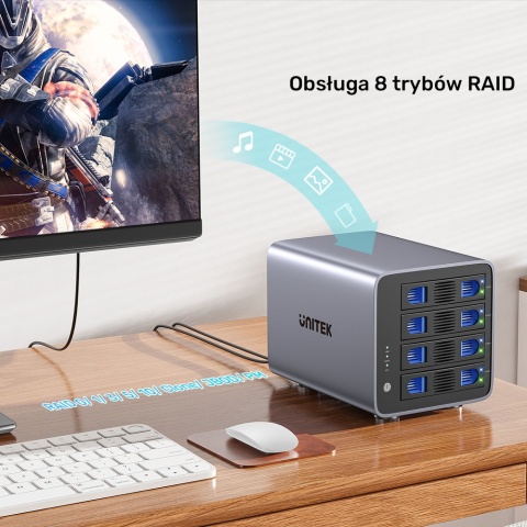 Obudowa Unitek 4-dyskowa RAID 0/1/5/10 80TB USB 3.0 wydajna
