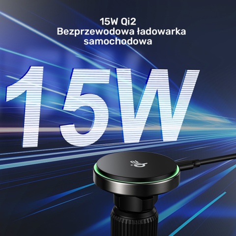 Uchwyt samochodowy Unitek 38W Qi2 magnetyczny ładowarka 15W wydajny lekki