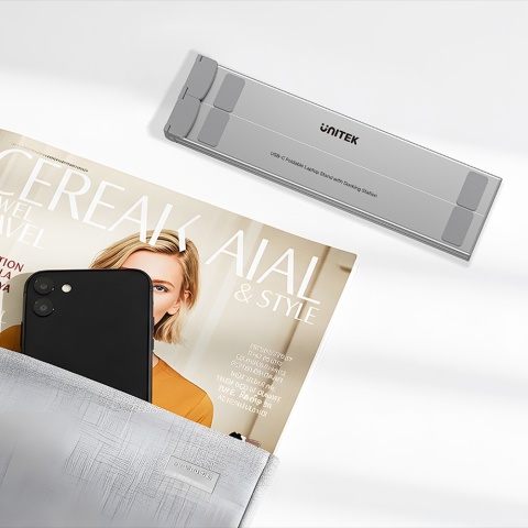 Unitek D1137A Podstawka pod laptopa regulowana składana z hubem HDMI PD 4K