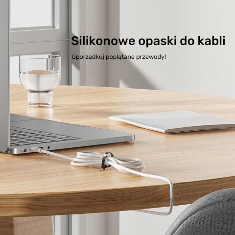 Unitek FlexiTie Zestaw silikonowych opasek kablowych organizer czarne szare