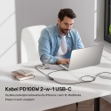 Unitek Kabel 2w1 USB-C PD 100W silikonowy 1,8 m elastyczny