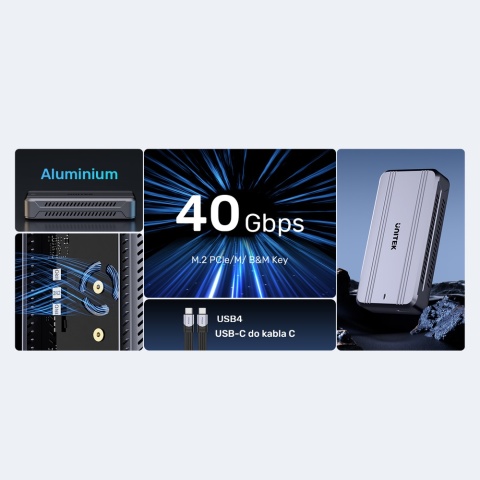 Unitek SolidForce Reefer TurboCool obudowa M.2 NVMe USB4 40Gbps chłodzona