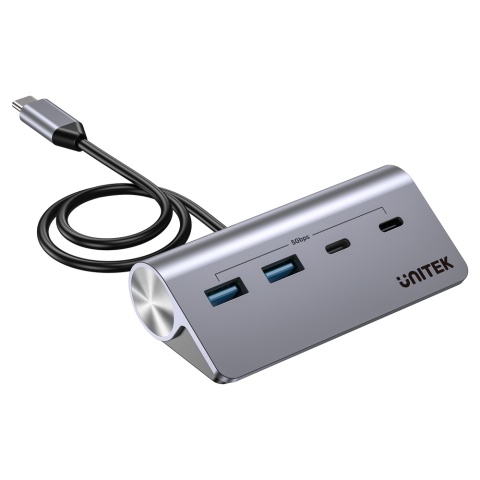 Unitek UHub Q4 Hub USB C USB A 4 porty 5Gbps kompaktowy aluminiowy lekki