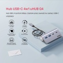 Unitek UHub Q4 Hub USB C USB A 4 porty 5Gbps kompaktowy aluminiowy lekki
