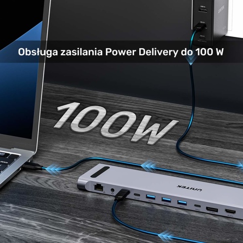 Unitek UHub15+ Stacja dokująca KVM 3x 4K USB-C HDMI 100W