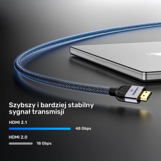 Unitek przewód HDMI 2.1 8K LUX 3M oplot nylonowy gamingowy