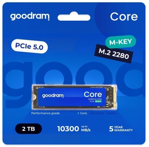 Dysk SSD GOODRAM Core 2TB M.2 2280 PCIe 5.0 Gen5 10300 8700 MB s wydajny