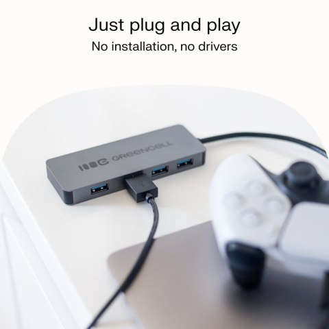 HUB USB-C Green Cell Basic 4x USB 3.0 kompaktowy szybki adapter