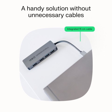 HUB USB-C Green Cell Basic 4x USB 3.0 kompaktowy szybki adapter