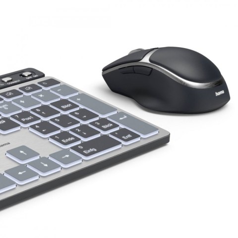 Zestaw Hama WKM-750 bezprzewodowa klawiatura i mysz cicha podświetlana
