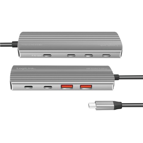 Hub USB-C LogiLink 7 portów USB 3.2 Gen 2 PD 100W 2x USB-A 5x USB-C szybki