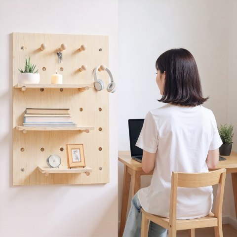 Organizer ścienny Maclean MC-130 WD drewniana tablica 40x60 cm narzędziowa