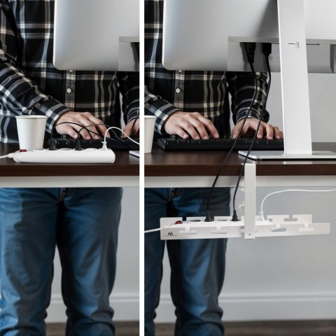 Organizer kabli Maclean MC-105W biały montaż pod biurko funkcjonalny