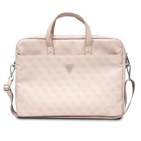 Torba Guess Saffiano 4G 16 cali na laptopa różowa elegancka damska stylowa