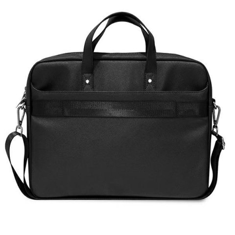 Torba Guess Saffiano 16 cali do laptopa czarna elegancka biznesowa stylowa