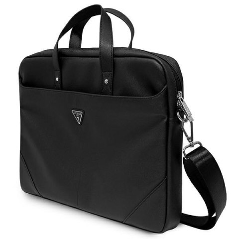 Torba Guess Saffiano 16 cali do laptopa czarna elegancka biznesowa stylowa