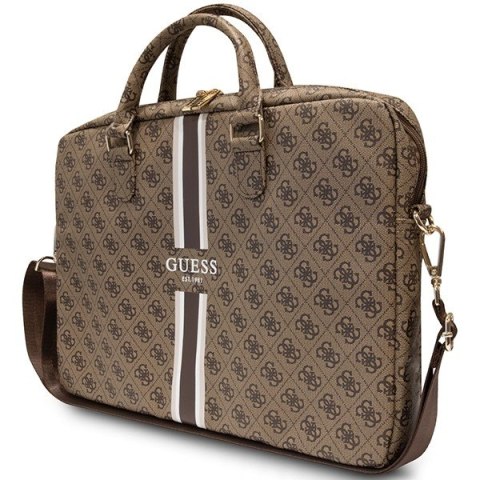 Torba na laptopa Guess 4G Printed Stripes 16 cali brązowa elegancka modna