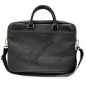 Torba na laptopa Guess Saffiano Script 16 cali czarna elegancka wytrzymała