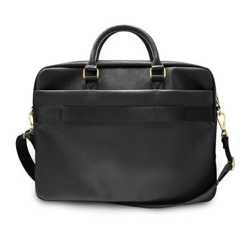 Torba na laptopa Guess Saffiano Script 16 cali czarna elegancka wytrzymała