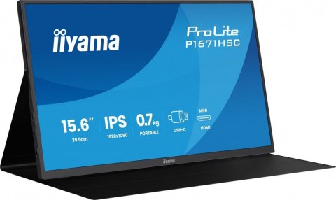 Monitor iiyama ProLite P1671HSC-B1 15.6 FHD IPS przenośny USB-C HDMI lekki