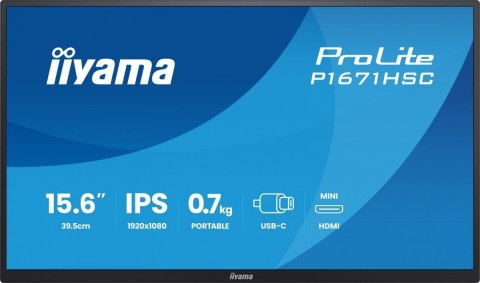 Monitor iiyama ProLite P1671HSC-B1 15.6 FHD IPS przenośny USB-C HDMI lekki
