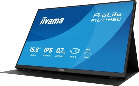 Monitor iiyama ProLite P1671HSC-B1 15.6 FHD IPS przenośny USB-C HDMI lekki