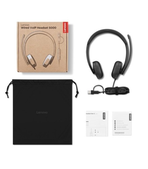 Lenovo Zestaw słuchawkowy przewodowy VoIP 5000 4XD1R88995