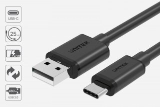 Unitek Kabel USB C do USB A 2.0 2 m szybkie ładowanie 15 W 480 Mbps solidny