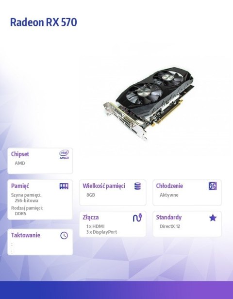 AFOX Karta graficzna - Radeon RX 570 8GB GDDR5 256Bit HDMI 3xDP ATX Dual Fan H5