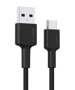 AUKEY CB-CA2 OEM kabel USB-C - USB-A 2m 60W PD 3A 20V FCP AFC nylonowy oplot czarny