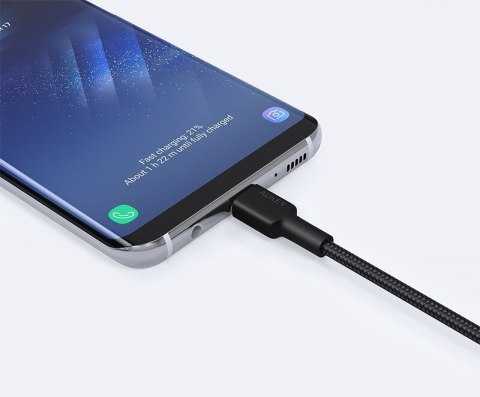 AUKEY CB-CA2 OEM kabel USB-C - USB-A 2m 60W PD 3A 20V FCP AFC nylonowy oplot czarny