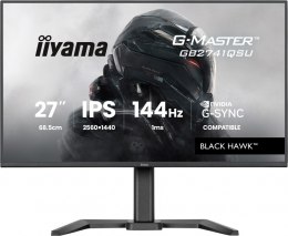 IIYAMA Monitor 27 cali GB2741QSU-B1 IPS,QHD,144Hz,1ms,2xUSB, Adaptive G-SYNC,HDMI,DP,350cd, HAS (150) PIVOT