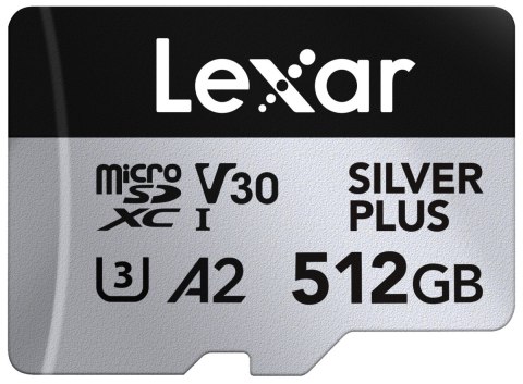 Lexar Karta pamięci microSD 512GB C10 A2 U3 V30 205/150MB/s Silver Plus