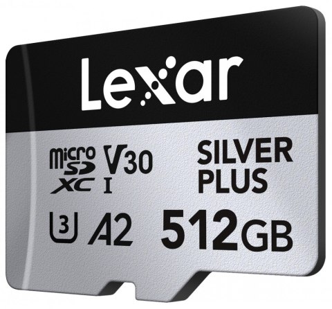 Lexar Karta pamięci microSD 512GB C10 A2 U3 V30 205/150MB/s Silver Plus