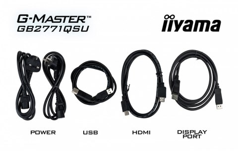 IIYAMA Monitor 27 cali GB2771QSU-B1 QHD,Fast IPS,200Hz,HAS (150) PIVOT,2xUSB 3.2,2xUSB C,0,5ms,2xHDMI,DP,350cd,Adaptive G-SYNC 1920x108