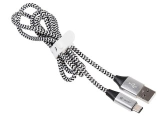 Tracer Kabel USB 2.0 Type-C A męski - C męski 1,0m czarno-srebrny