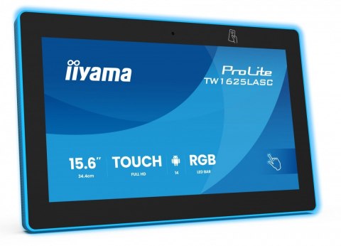 IIYAMA Monitor 16 cali TW1625LASC-B3PNR ANDROID 14,FHD,10PKT,450cd,2x2W, 4xUSB, 1xUSB-C,RJ45, MIC, RK3567, 4/32GB, LED lightbar, iiS