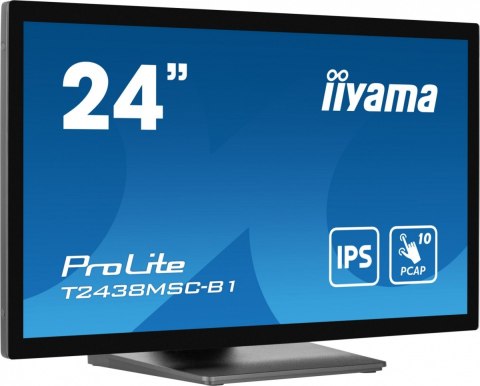 IIYAMA Monitor 24 cale T2438MSC-B1 IPS,FHD,DP,HDMI,2x2W,2xUSB,600(cd/m2), 10pkt.7H,IP1X(FRONT),PION/POZIOM