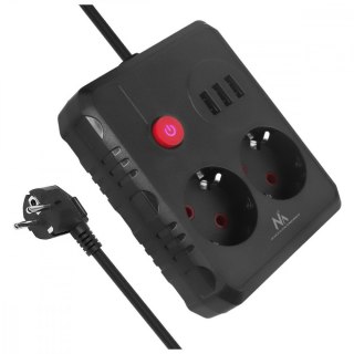 Listwa zasilająca Maclean MCE387 B 2 gniazda 3x USB 1.5 m czarna biurkowa