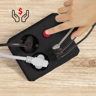 Listwa zasilająca Maclean MCE387 B 2 gniazda 3x USB 1.5 m czarna biurkowa
